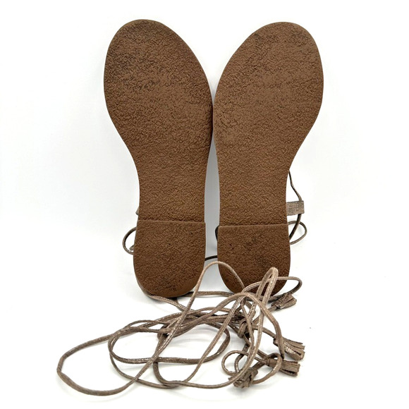 MADEWELL The‎ Boardwalk Gladiator Sandals Womens 5.5 Gold Leather Strappy Beach - Picture 7 of 10